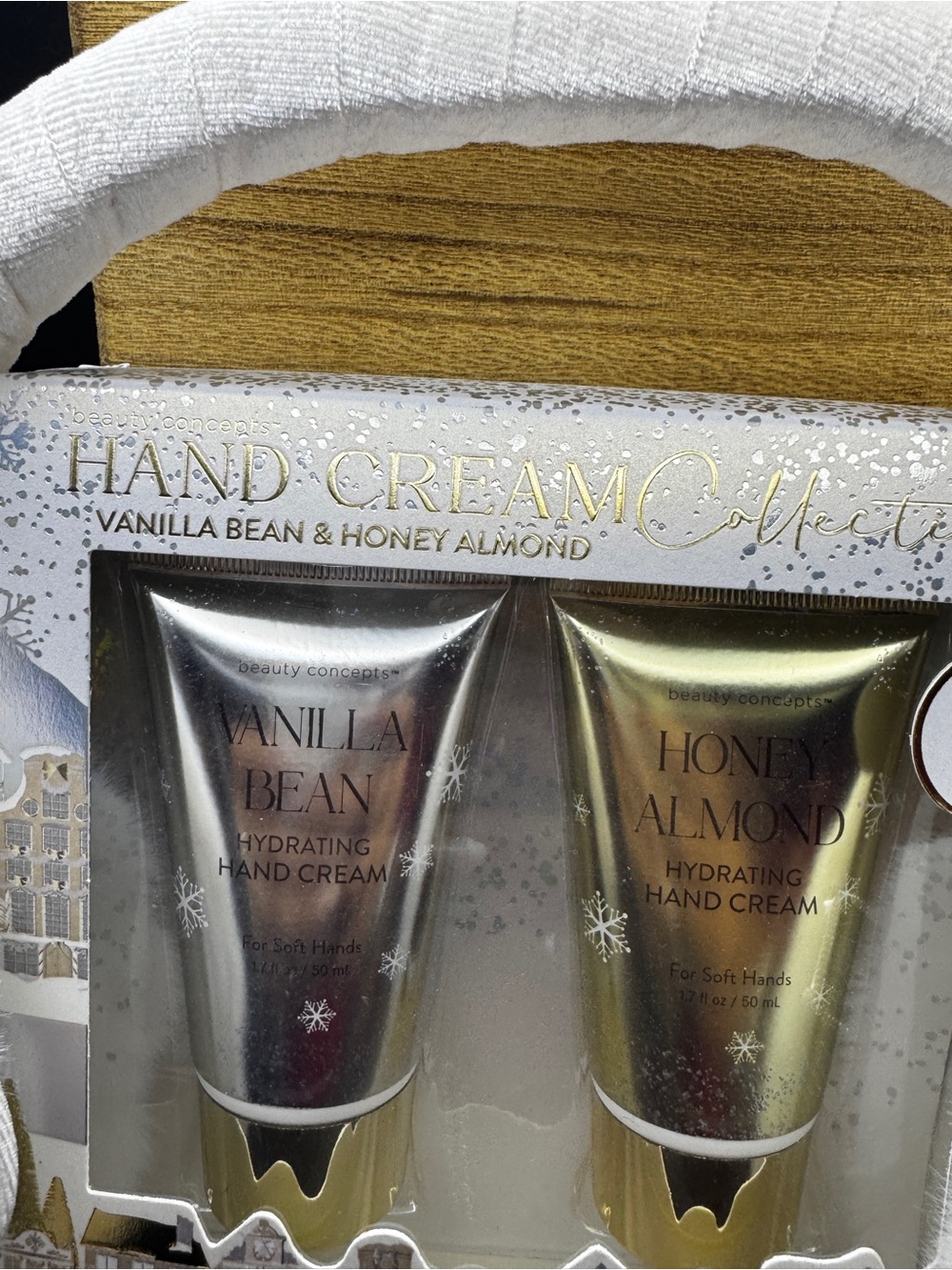 Vanilla Bean & Honey Almond Hand Cream Duo with White Earmuffs - Picture 2 of 4